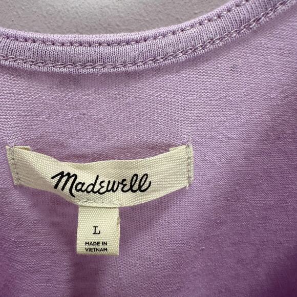 Madewell Knotted Strap Tank Top Linen Blend Lightweight Relaxed Purple L NWT - Picture 7 of 11